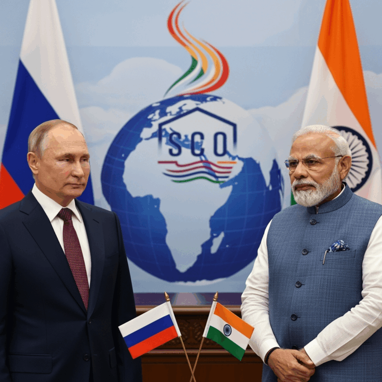 Illustration for: Putin's Planned Visit to India and SCO Summit
