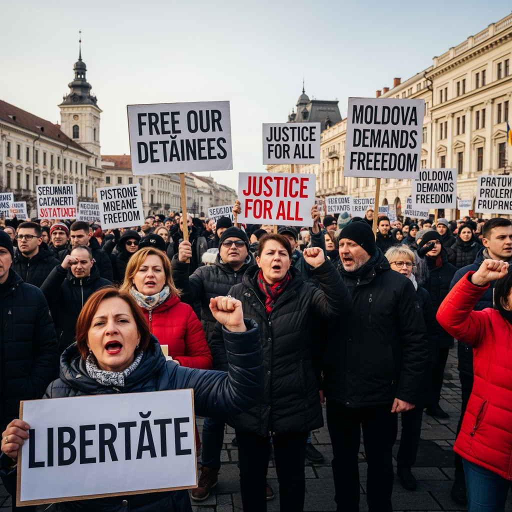 Illustration for: Protests in Moldova Demand Release of Detainees