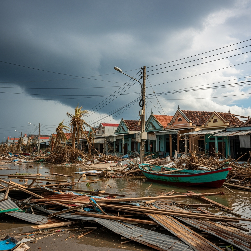 Illustration for: Hurricane Causes Destruction Across Vietnam and Thailand