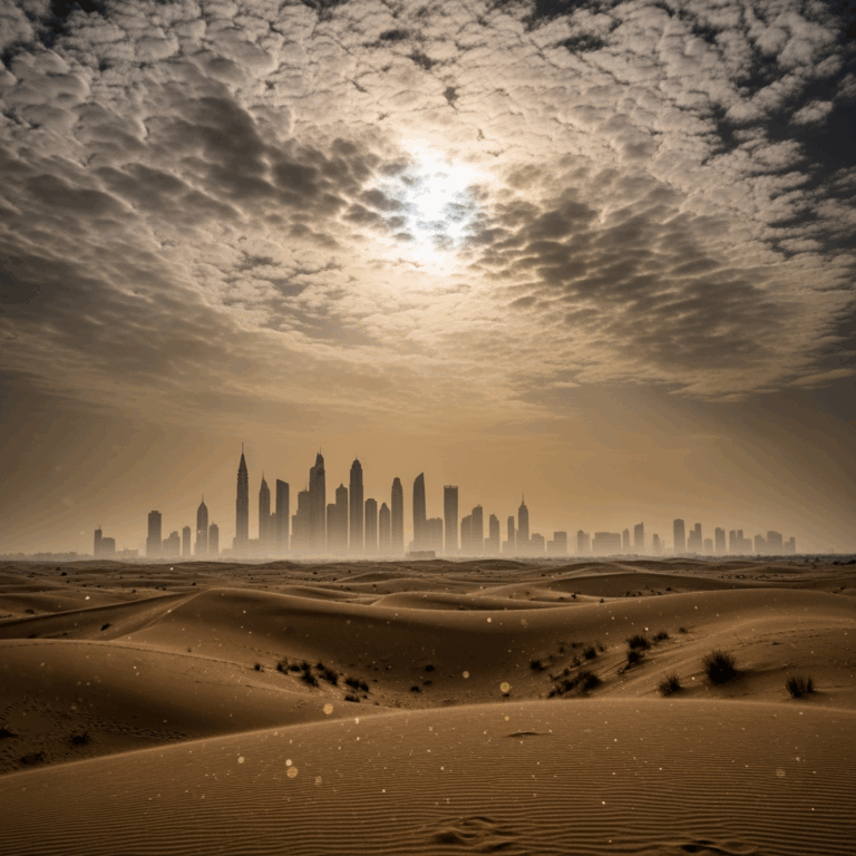 Illustration for: UAE Weather: Cloudy Skies and High Temperatures