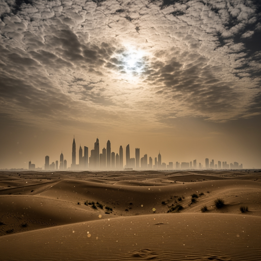 Illustration for: UAE Weather: Cloudy Skies and High Temperatures