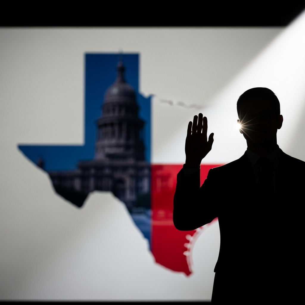 Illustration for: Controversial Pledge by Gomez in Texas