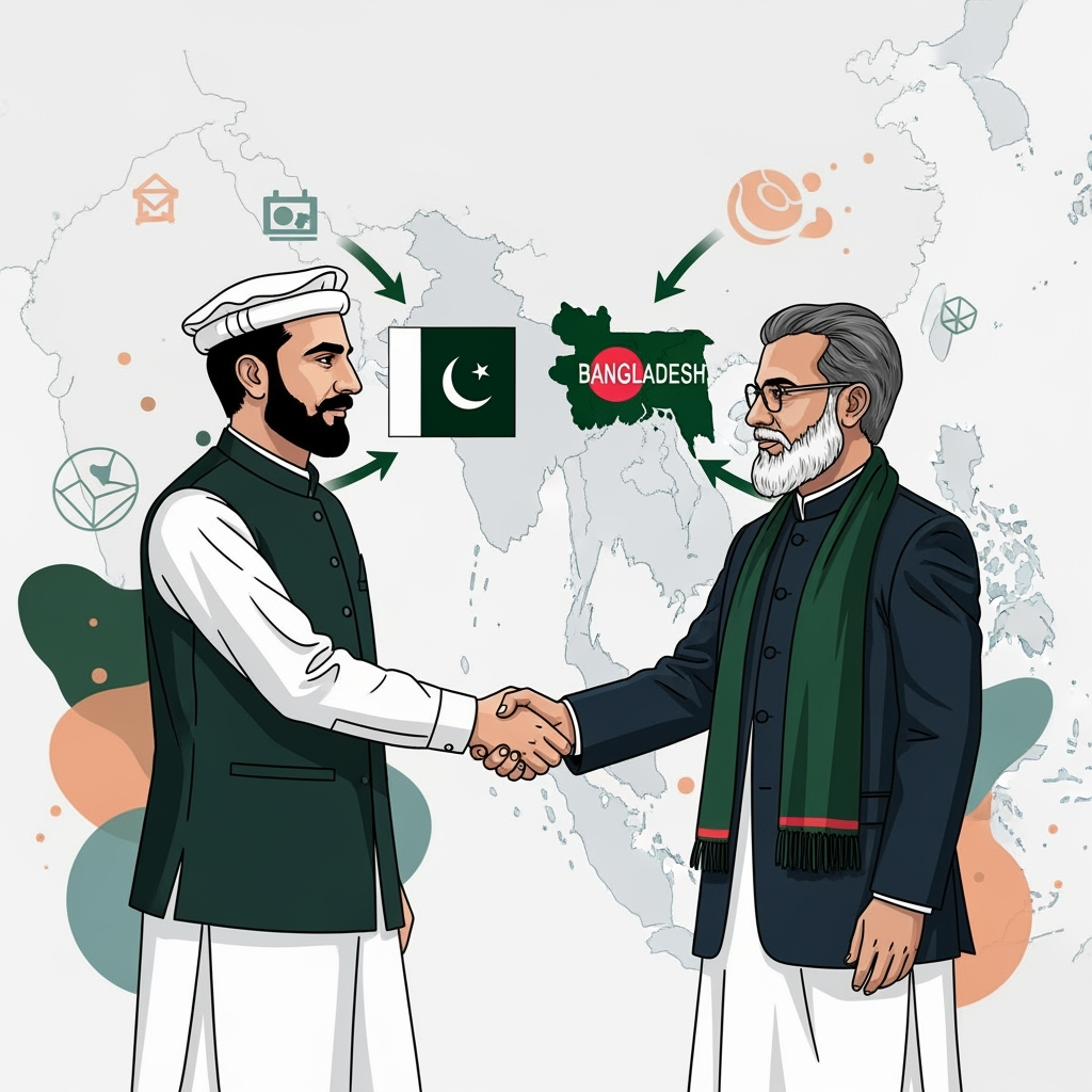 Illustration for: Pakistan and Bangladesh Rebuild Ties Amid Regional Shifts