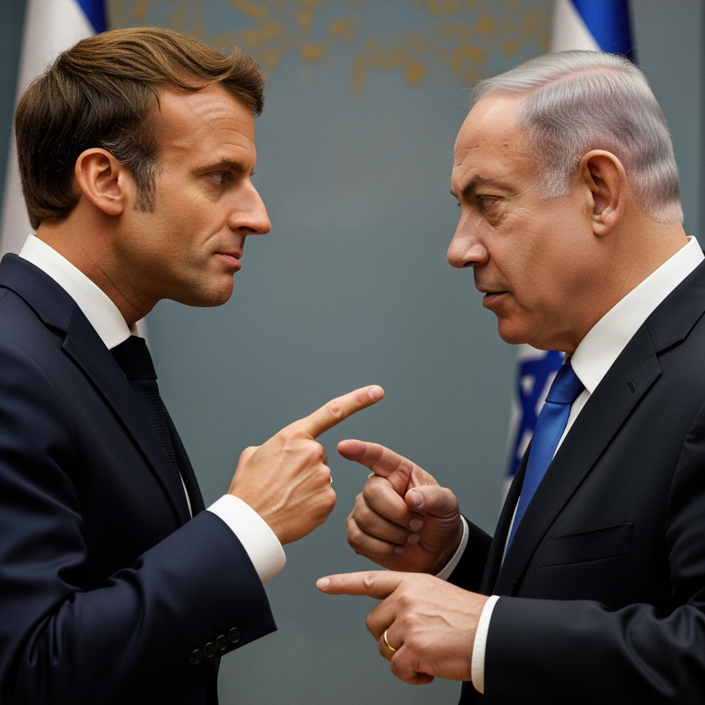 Illustration for: Macron and Netanyahu Clash Over Anti-Semitism