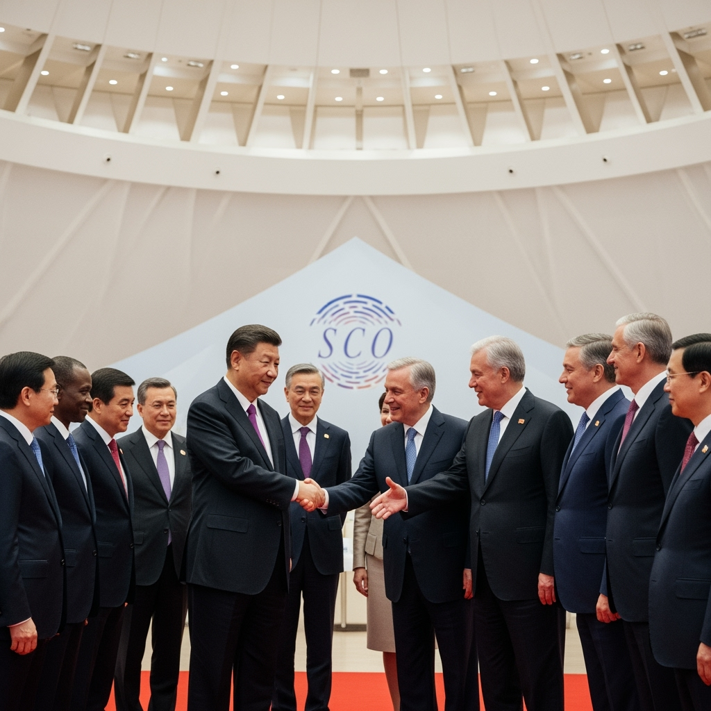 Illustration for: Xi Jinping to Meet Global Leaders at SCO Summit