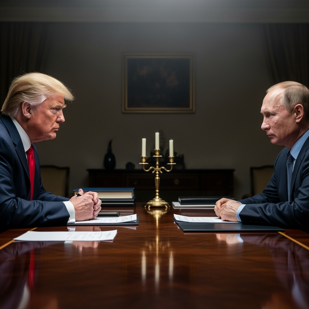 Illustration for: Trump and Putin Discuss Ukrainian Crisis