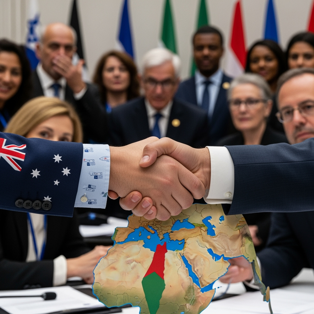 Illustration for: Australia's Recognition of Palestine Sparks Diplomatic Tensions