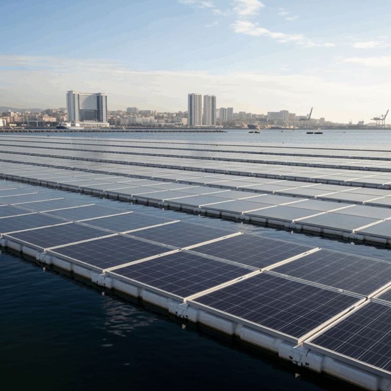 Illustration for: Morocco's Floating Solar Panel Project in Tangier