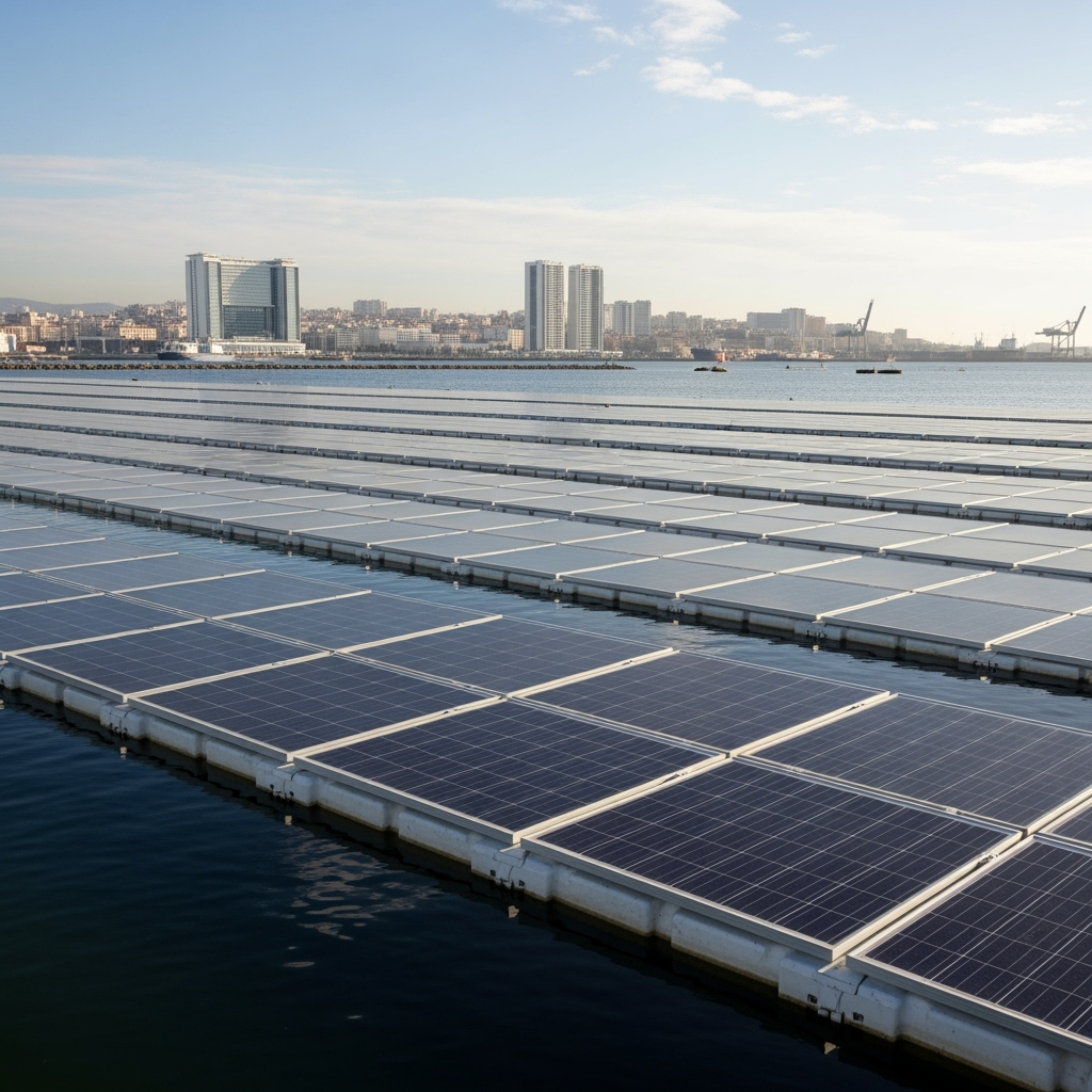 Illustration for: Morocco's Floating Solar Panel Project in Tangier