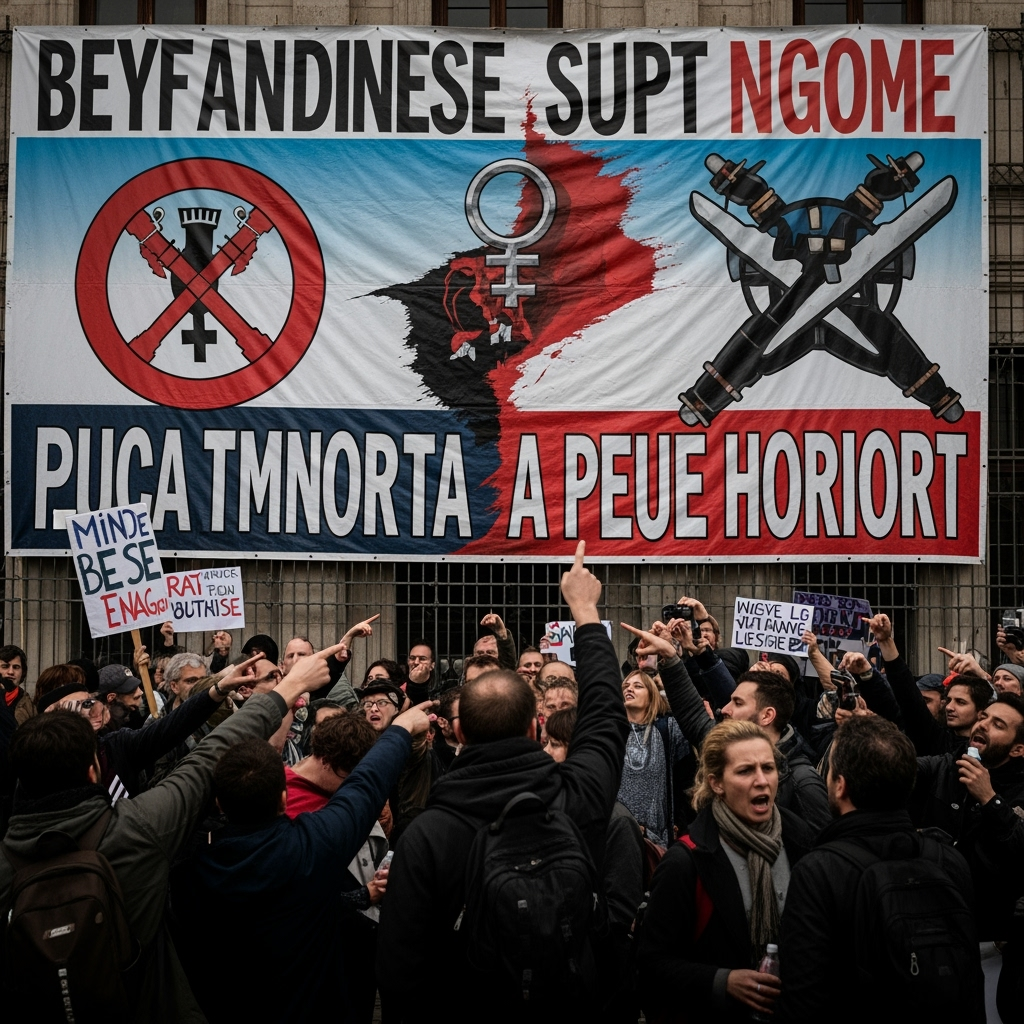 Illustration for: Controversial Banner Sparks Outrage