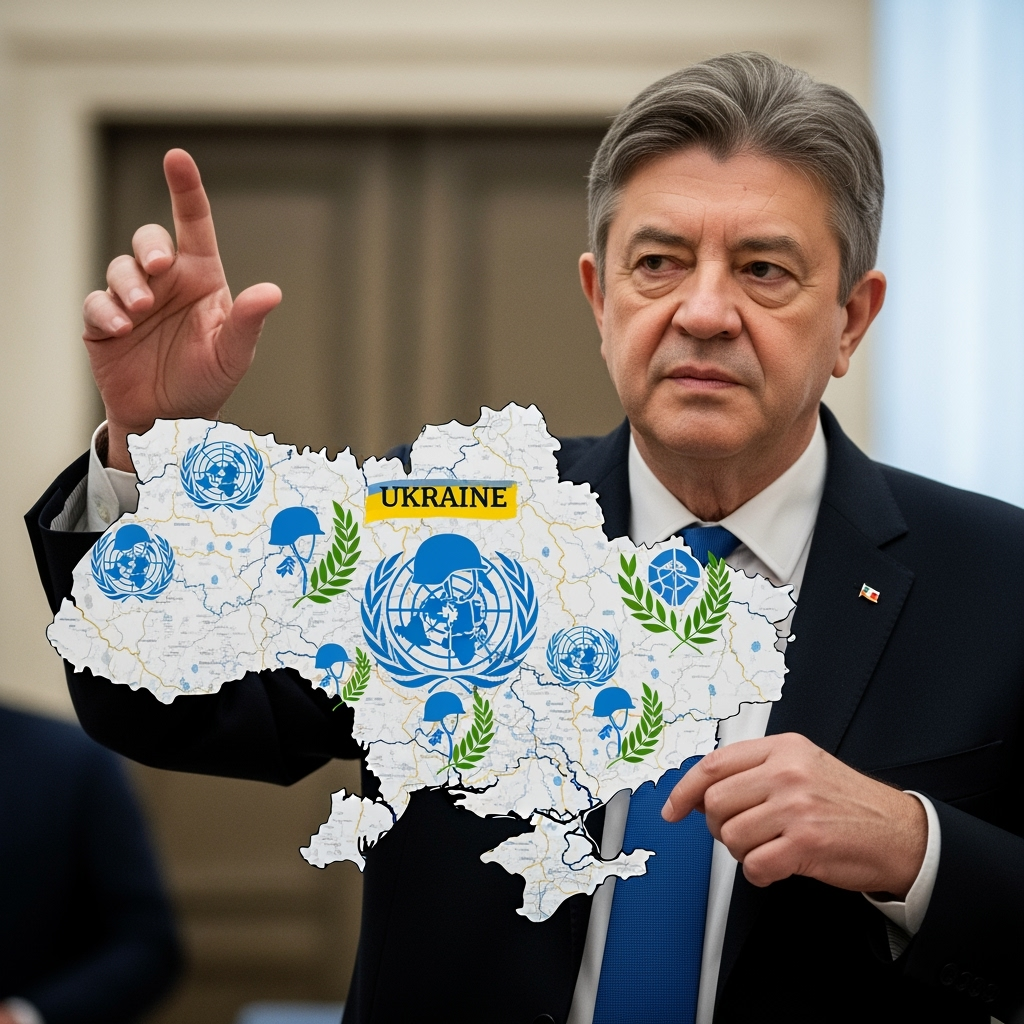 Illustration for: Mélenchon Suggests UN Forces for Ukraine
