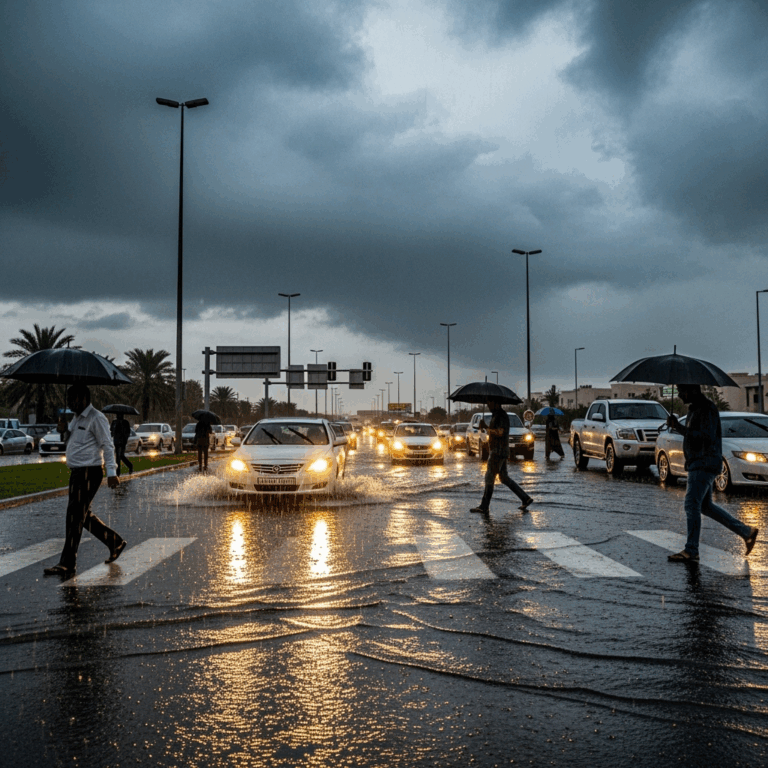 Illustration for: Heavy Rains Hit UAE: Alerts and Warnings Issued