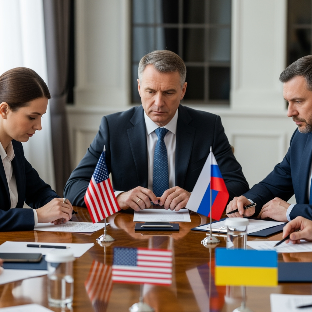 Illustration for: US, Russia, and Ukraine Discuss Peace Talks