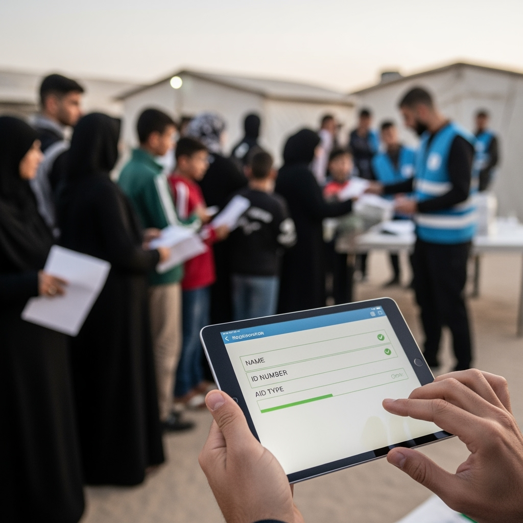 Illustration for: Gaza Aid: Digital Registration Enhances Support
