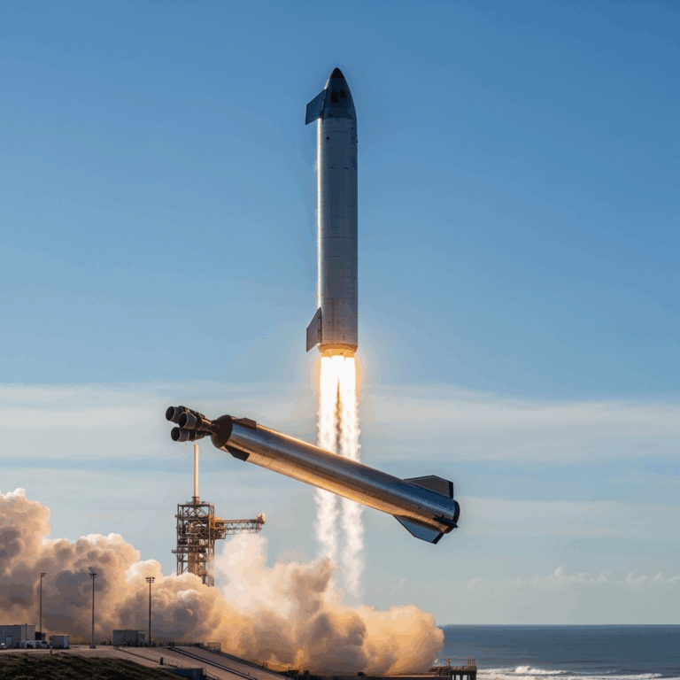 Illustration for: SpaceX's Starship Triumphs in Tenth Test Flight