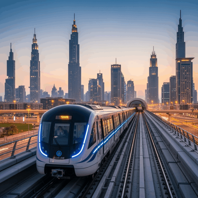 Illustration for: Dubai Metro Blue Line: Futuristic, Efficient, Connected