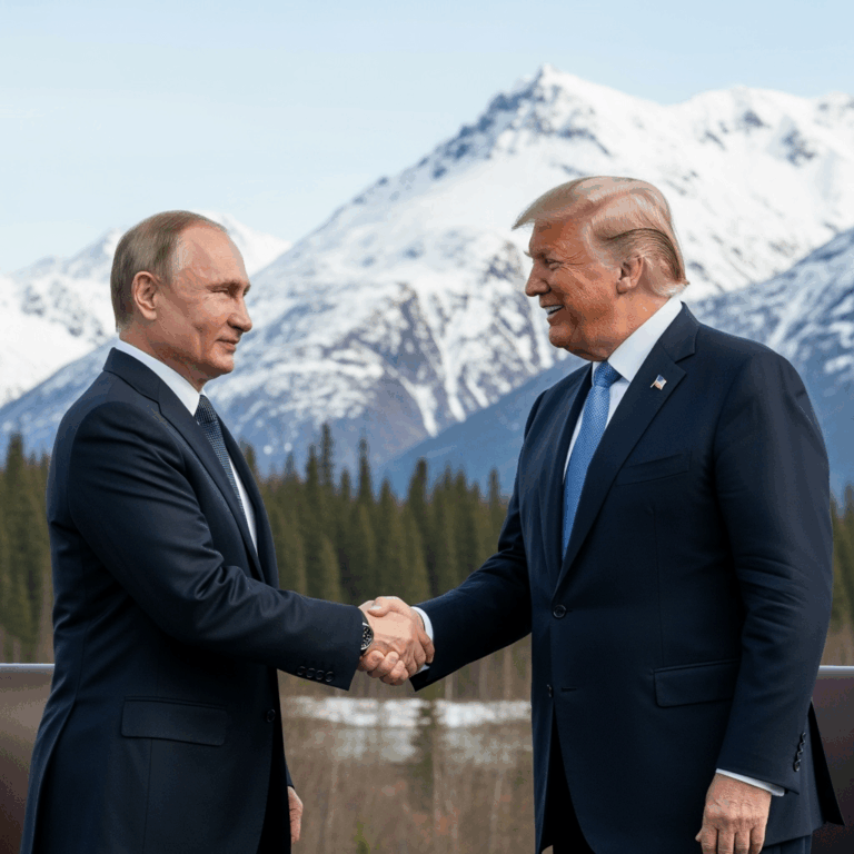 Illustration for: Putin and Trump Hold Productive Summit in Alaska