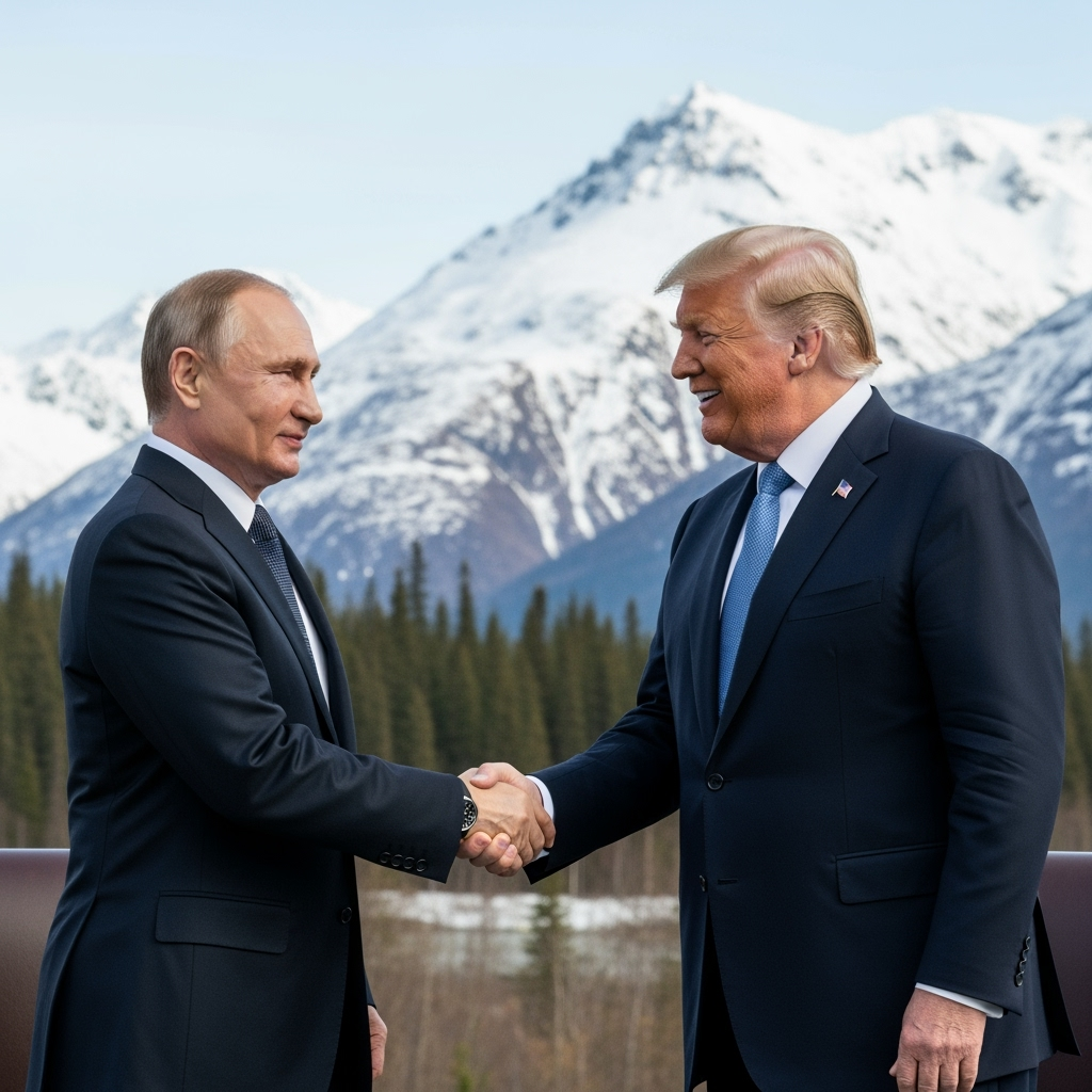 Illustration for: Putin and Trump Hold Productive Summit in Alaska