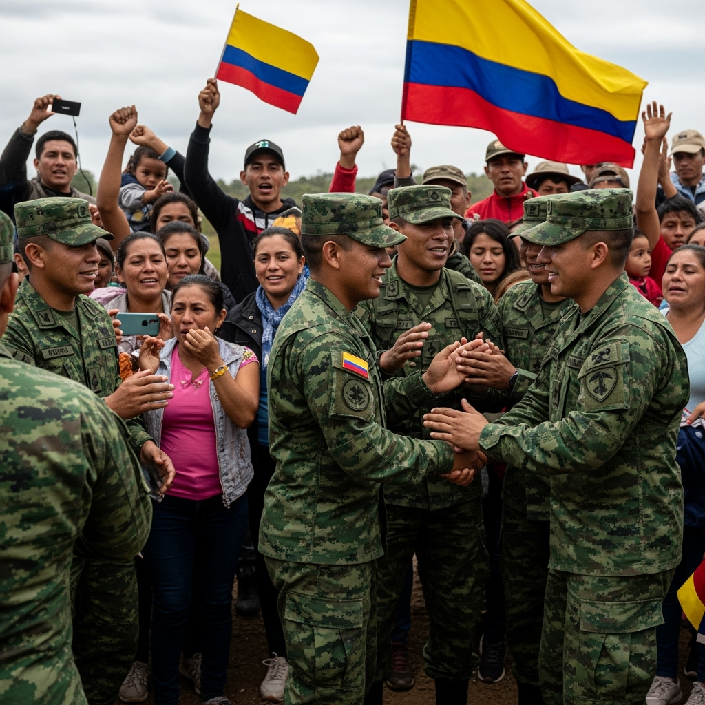 Illustration for: 33 Colombian Soldiers Freed After Captivity