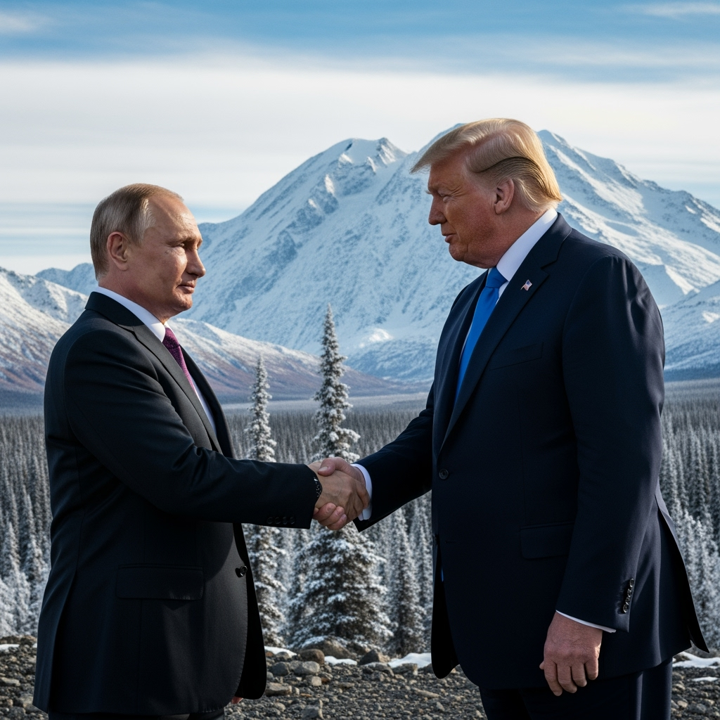 Illustration for: Putin and Trump Summit in Alaska