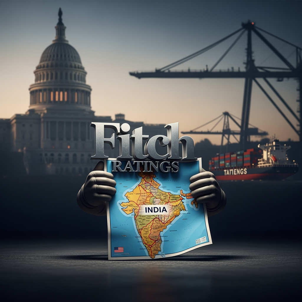 Illustration for: Fitch Holds India at 'BBB-'; US Tariffs Loom