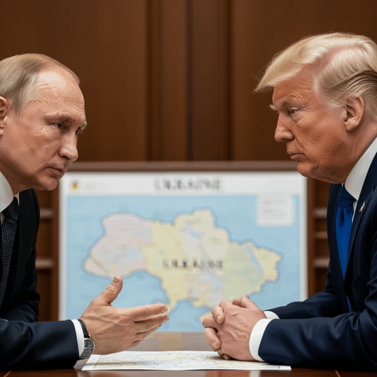 Illustration for: Putin and Trump Discuss Ukrainian Conflict