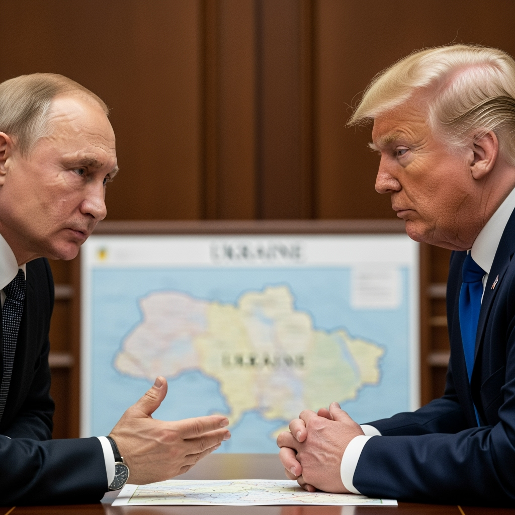Illustration for: Putin and Trump Discuss Ukrainian Conflict