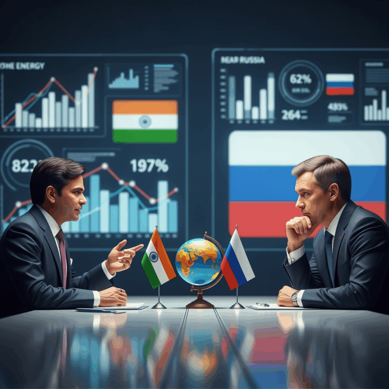 Illustration for: India and Russia Discuss Energy and Trade Relations
