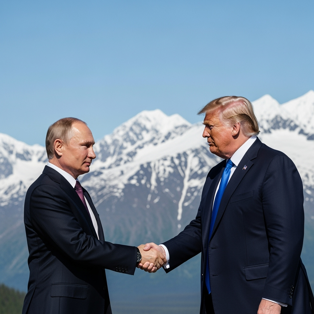 Illustration for: Putin and Trump to Meet in Alaska for Talks