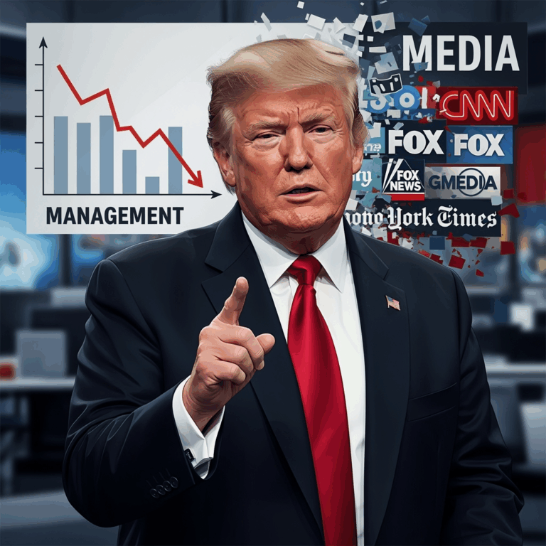 Illustration for: Trump Criticizes Conflict Management and Media