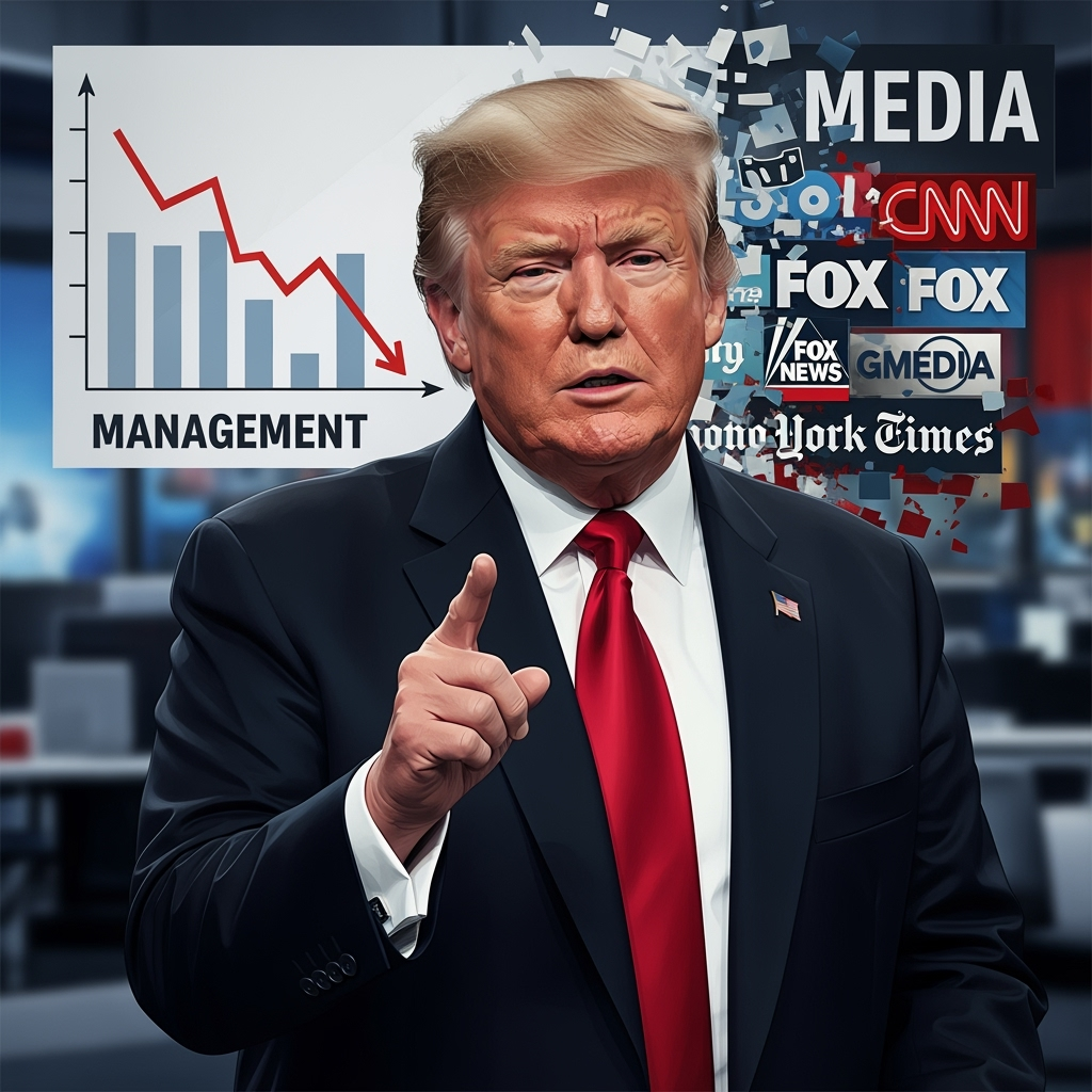 Illustration for: Trump Criticizes Conflict Management and Media