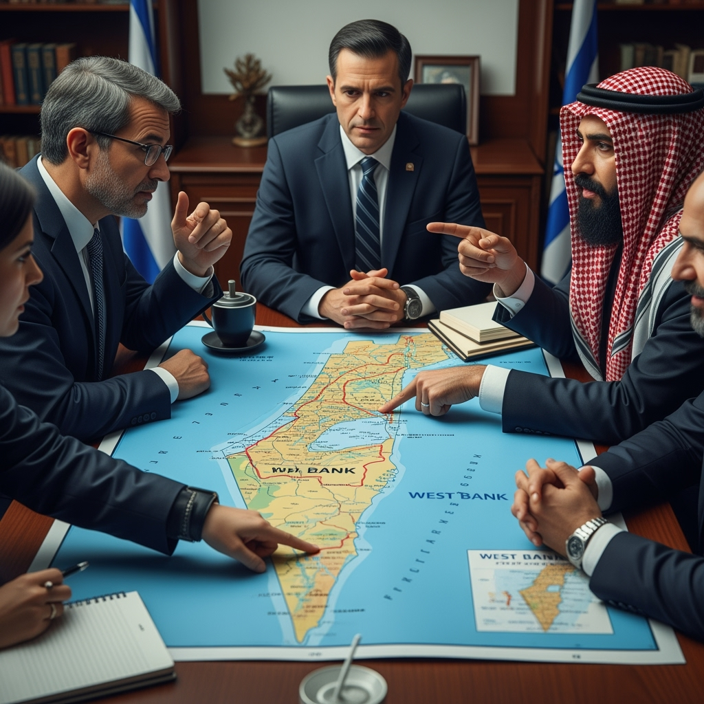 Illustration for: Israel's West Bank Annexation Plans Discussed