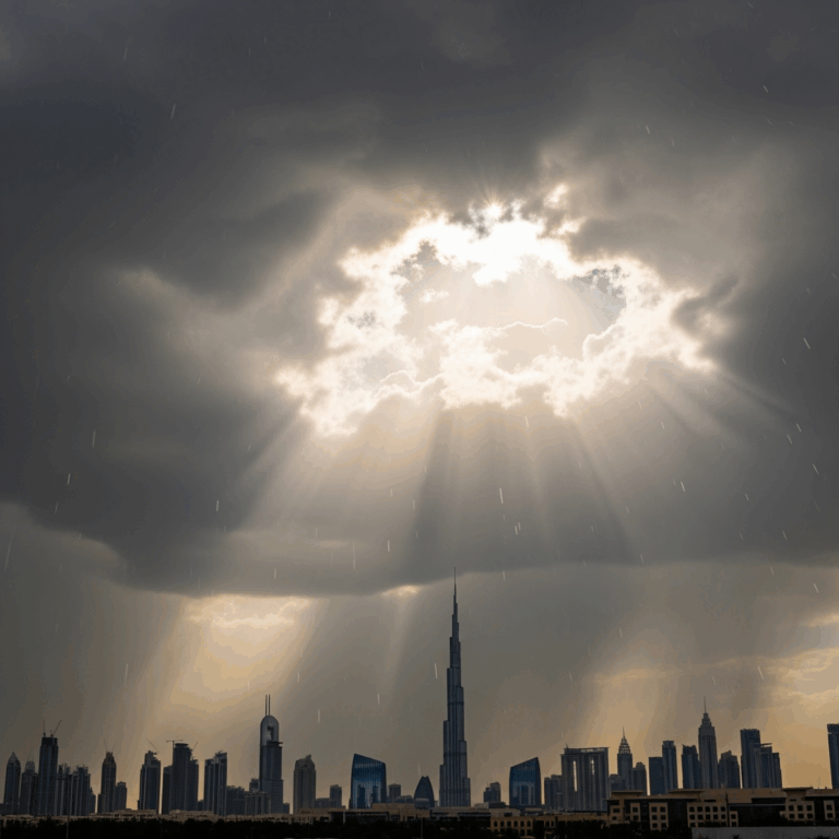 Illustration for: UAE Weather Update: Clouds, Rain, and Highs of 44°C