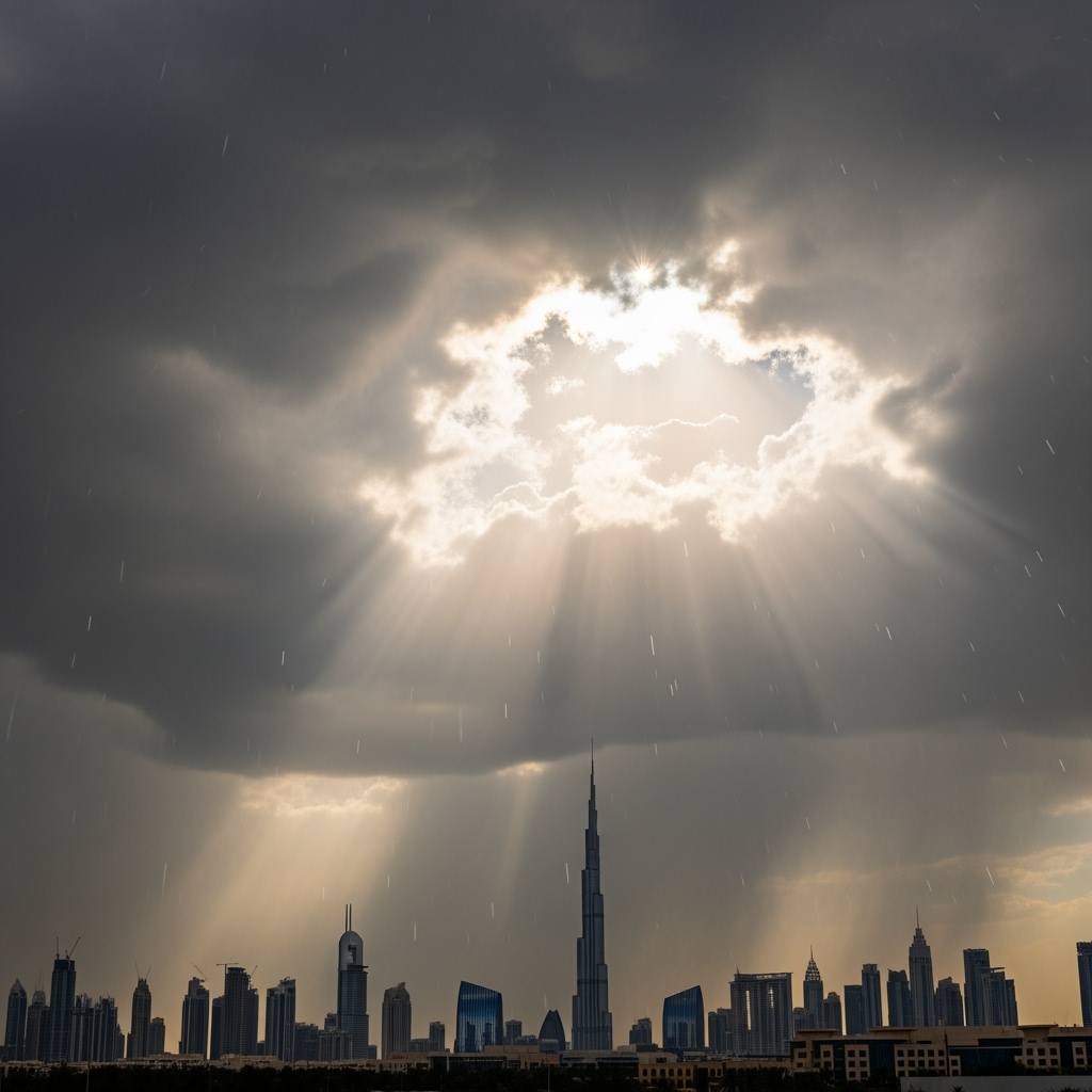 Illustration for: UAE Weather Update: Clouds, Rain, and Highs of 44°C