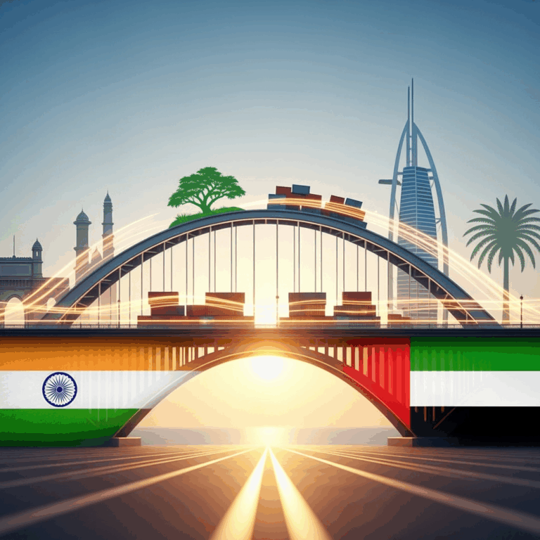 Illustration for: التجارة كجسر بين الهند والإمارات