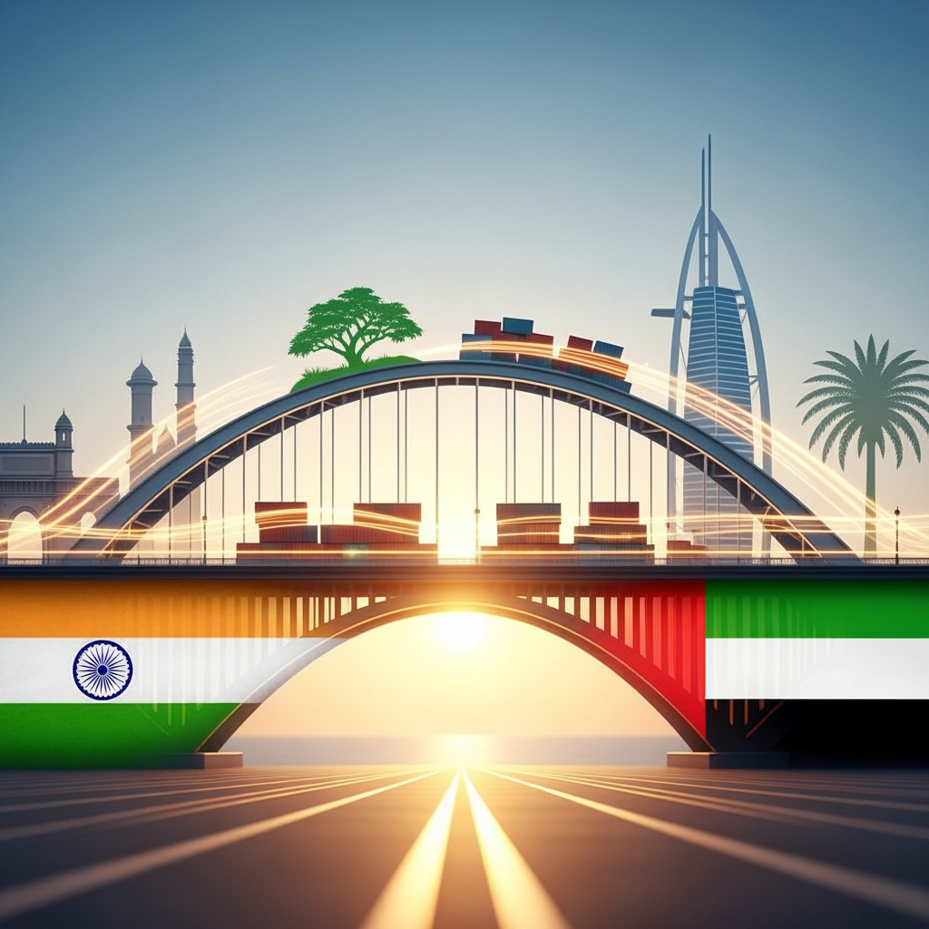 Illustration for: التجارة كجسر بين الهند والإمارات