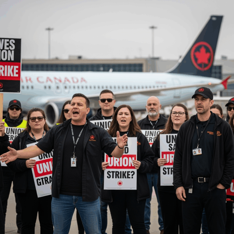 Illustration for: Air Canada Strike: Union Calls for Fair Negotiations