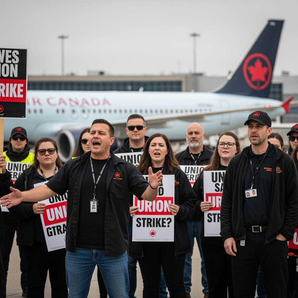 Illustration for: Air Canada Strike: Union Calls for Fair Negotiations
