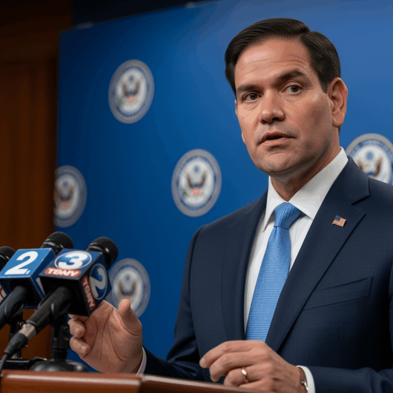Illustration for: Rubio Discusses Sanctions on Russia