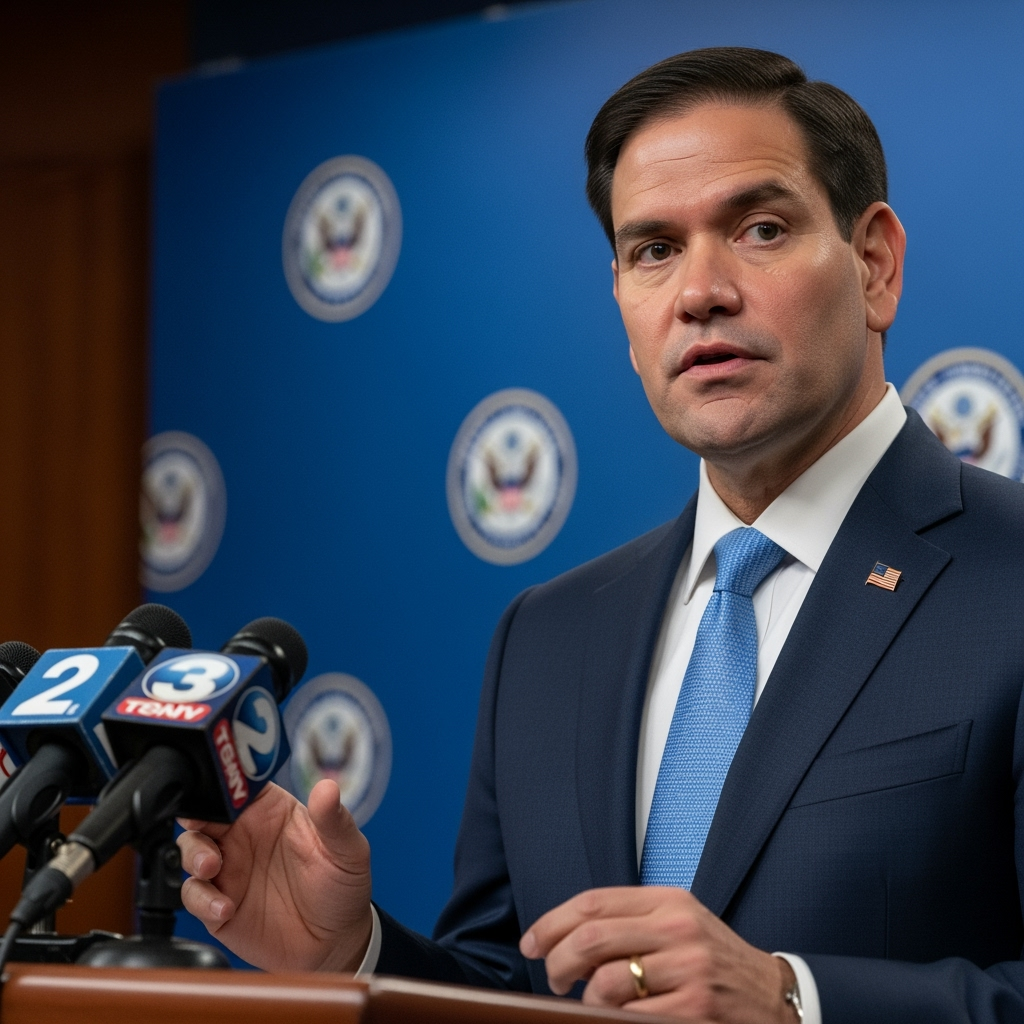 Illustration for: Rubio Discusses Sanctions on Russia
