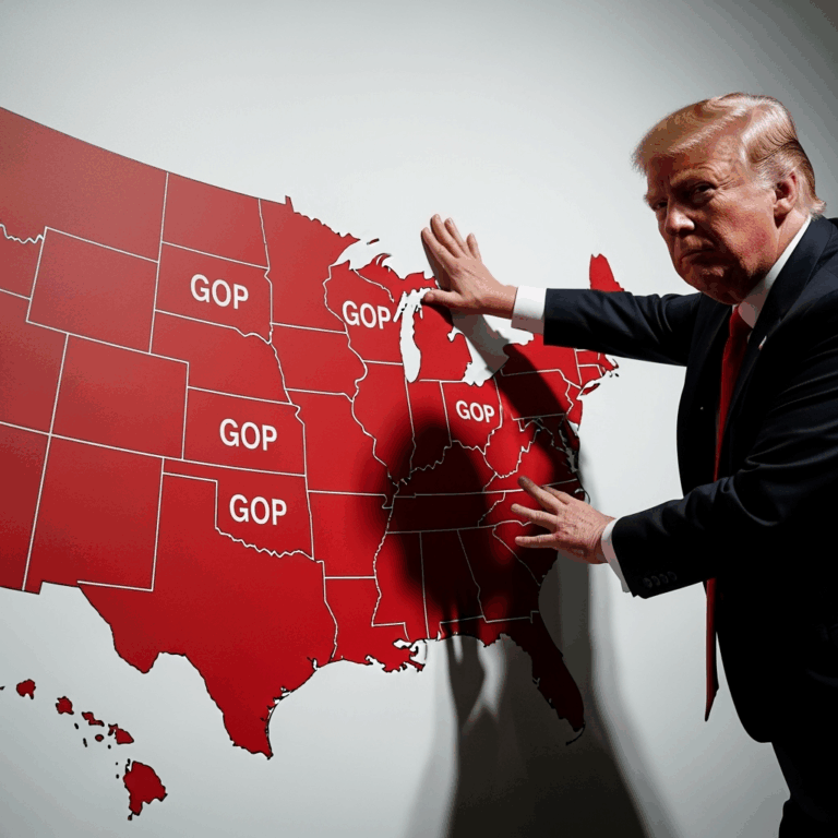 Illustration for: Trump's Push for Redistricting Fuels GOP Dominance