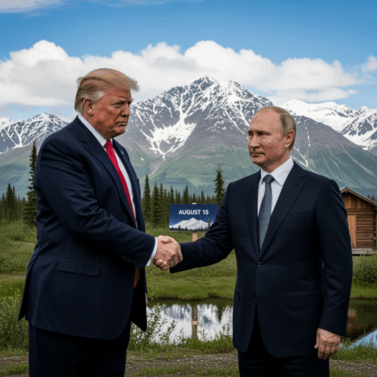 Illustration for: Putin and Trump to Meet in Alaska on August 15