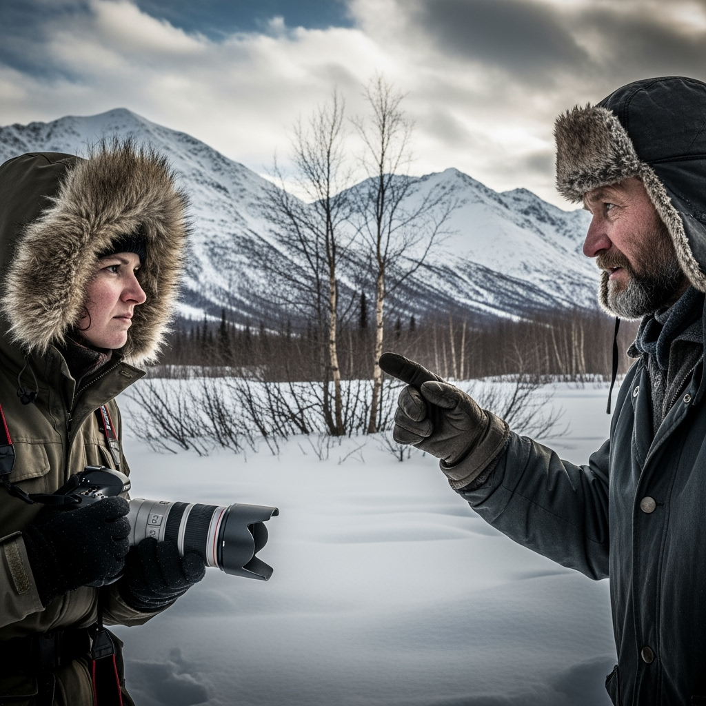 Illustration for: Russian Journalist's Encounter in Alaska