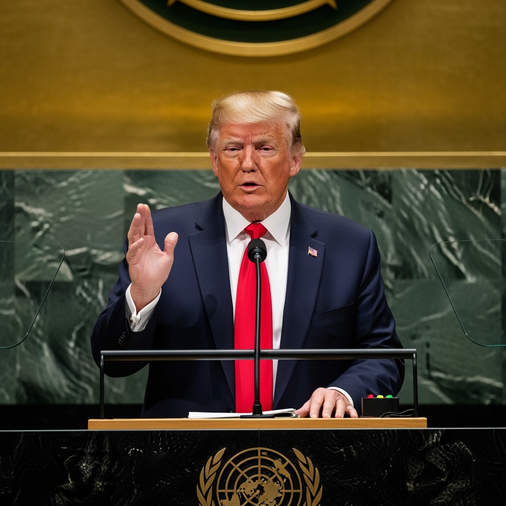 Illustration for: Trump Discusses Russia and Ukraine at UN Assembly