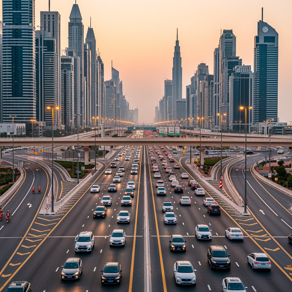 Illustration for: Sheikh Zayed Road Expansion Eases Dubai Traffic