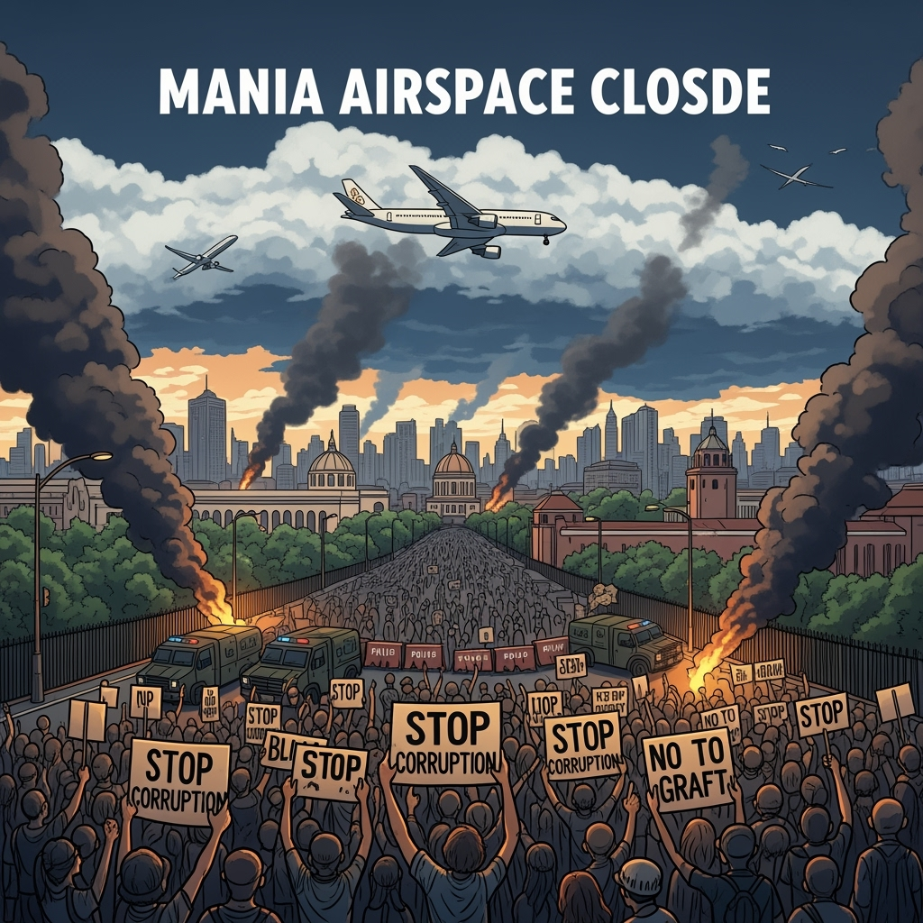 Illustration for: Manila Airspace Closed Amid Anti-Corruption Protests
