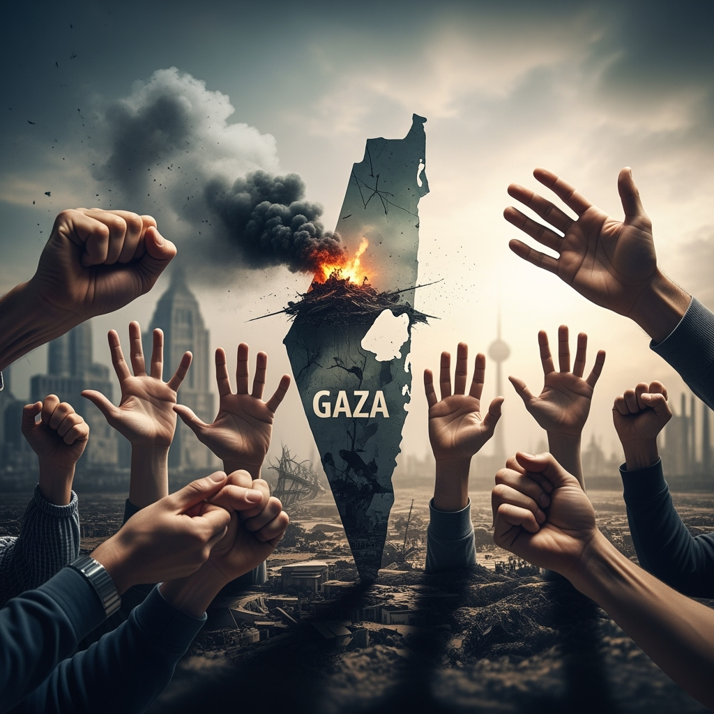Illustration for: Escalation in Gaza and Global Reactions