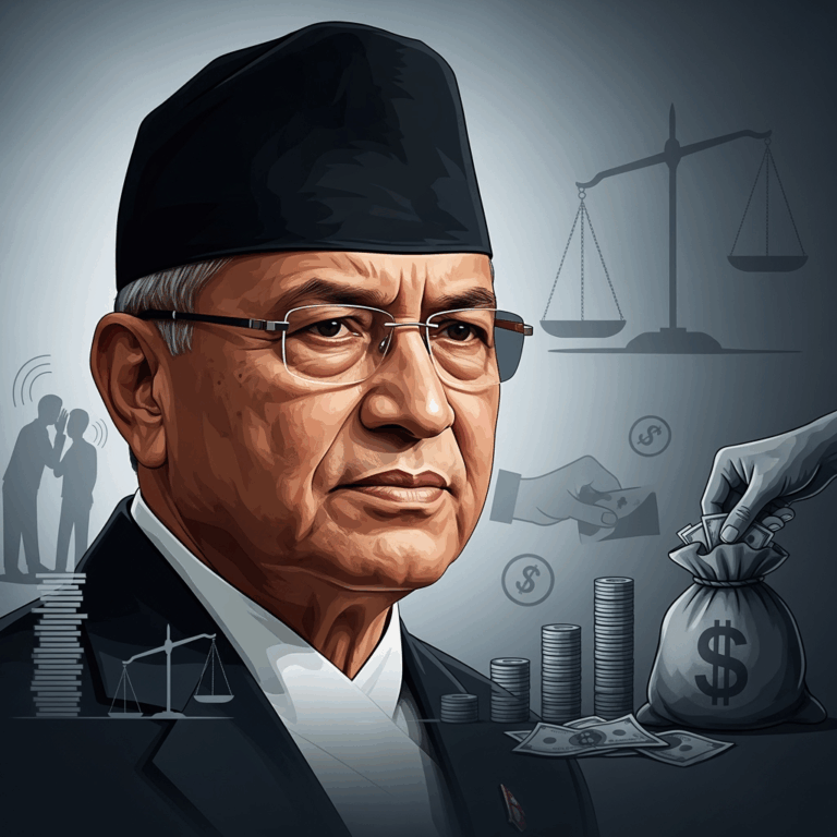 Illustration for: Nepal PM Karki Faces Anti-Corruption Pressure