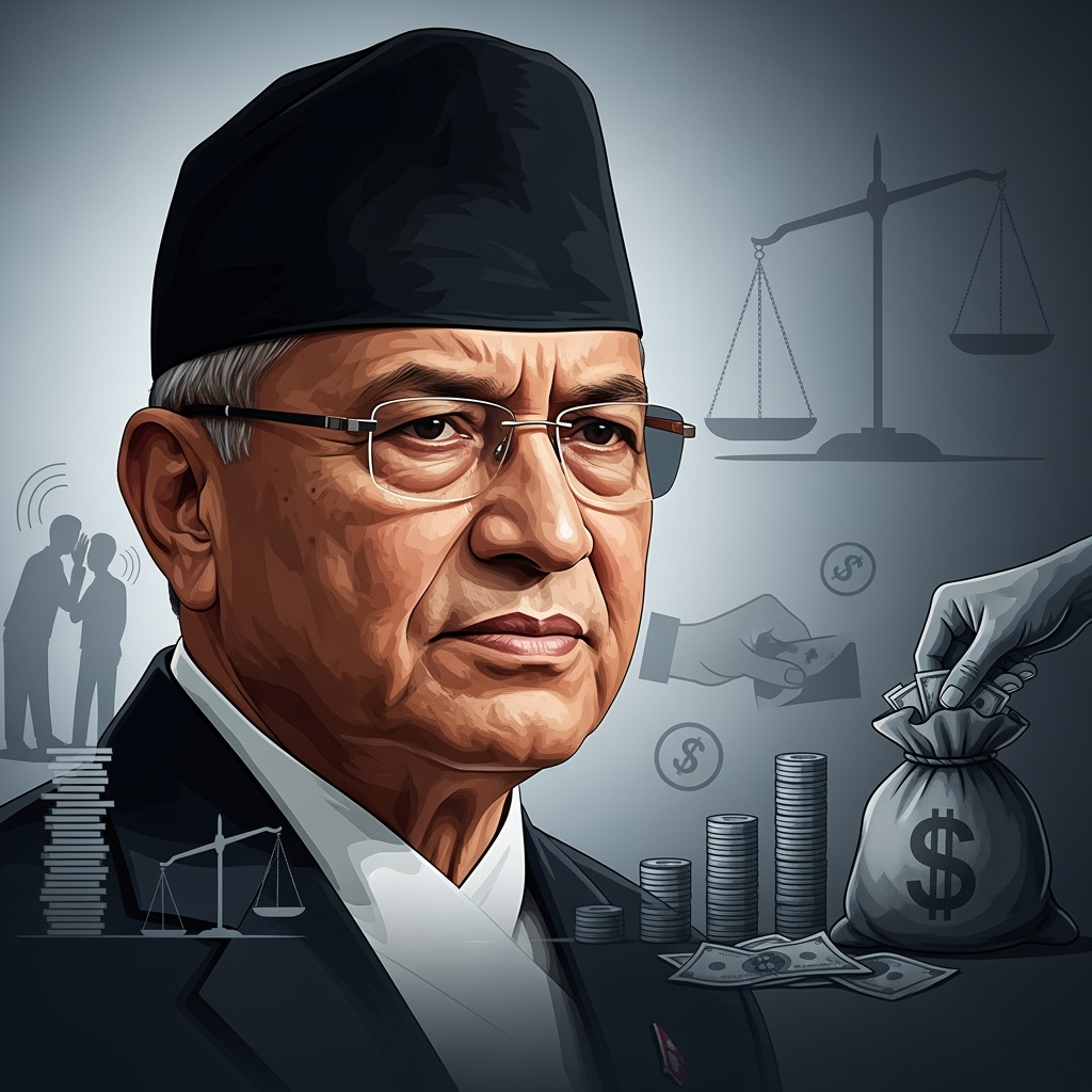 Illustration for: Nepal PM Karki Faces Anti-Corruption Pressure