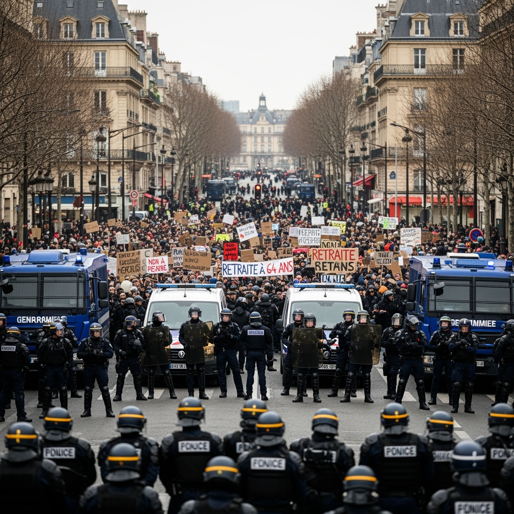 Illustration for: France Deploys 80,000 Security Personnel Amid Protests
